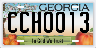 GA license plate CCH0013