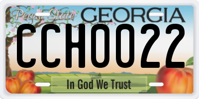 GA license plate CCH0022