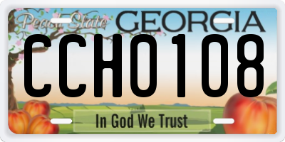 GA license plate CCH0108