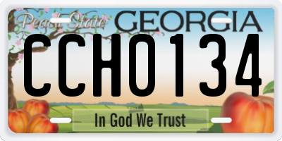 GA license plate CCH0134