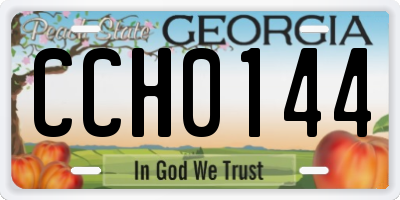 GA license plate CCH0144