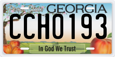 GA license plate CCH0193