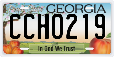 GA license plate CCH0219