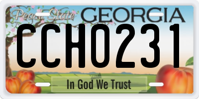 GA license plate CCH0231