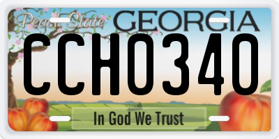 GA license plate CCH0340