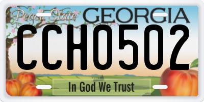 GA license plate CCH0502
