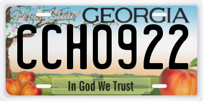 GA license plate CCH0922