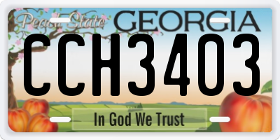 GA license plate CCH3403