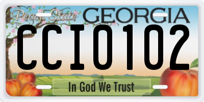 GA license plate CCI0102