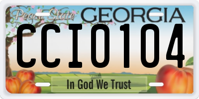 GA license plate CCI0104