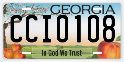 GA license plate CCI0108