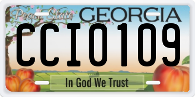 GA license plate CCI0109
