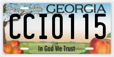 GA license plate CCI0115