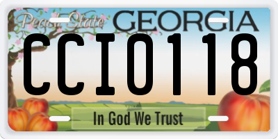 GA license plate CCI0118