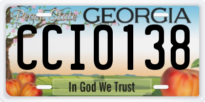 GA license plate CCI0138