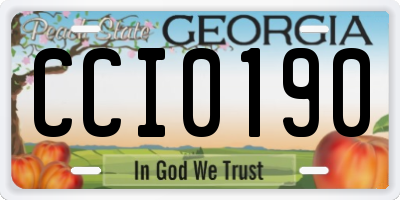 GA license plate CCI0190