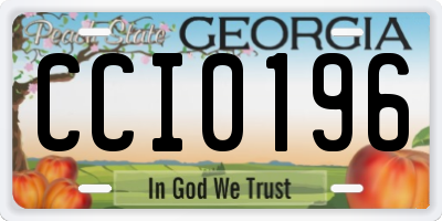 GA license plate CCI0196