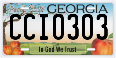GA license plate CCI0303