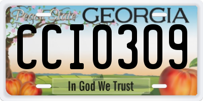 GA license plate CCI0309