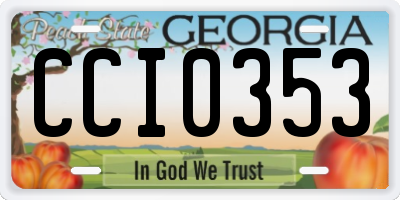 GA license plate CCI0353