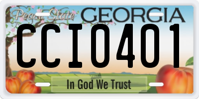 GA license plate CCI0401