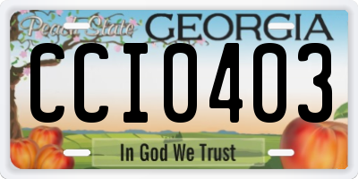 GA license plate CCI0403