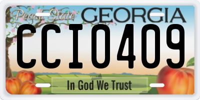 GA license plate CCI0409
