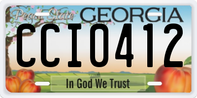 GA license plate CCI0412