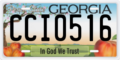 GA license plate CCI0516