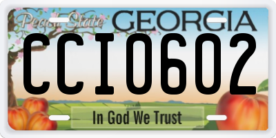 GA license plate CCI0602