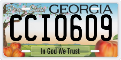 GA license plate CCI0609