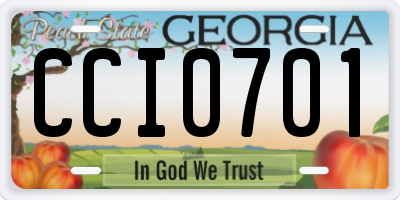 GA license plate CCI0701