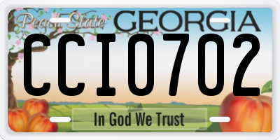 GA license plate CCI0702