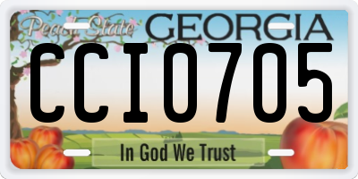 GA license plate CCI0705