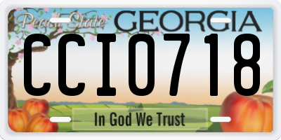 GA license plate CCI0718