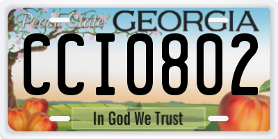 GA license plate CCI0802