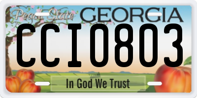 GA license plate CCI0803