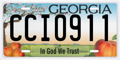 GA license plate CCI0911