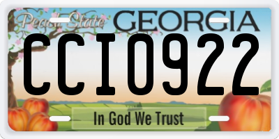 GA license plate CCI0922