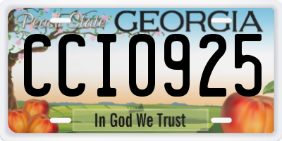 GA license plate CCI0925