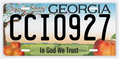 GA license plate CCI0927