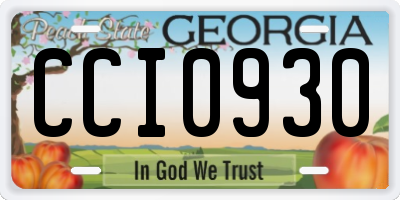 GA license plate CCI0930