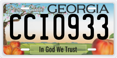 GA license plate CCI0933