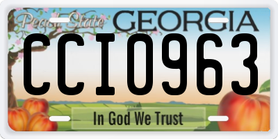 GA license plate CCI0963