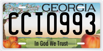 GA license plate CCI0993