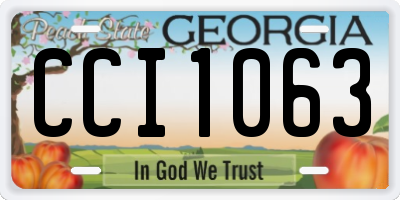 GA license plate CCI1063