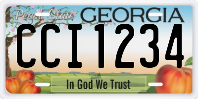 GA license plate CCI1234