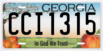 GA license plate CCI1315
