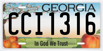 GA license plate CCI1316