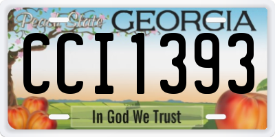 GA license plate CCI1393